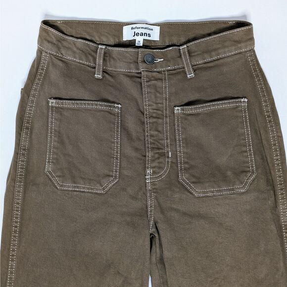 Reformation Alyssa Wide Leg 26 Brown Sustainable Denim '70s Boho Aesthetic - Picture 4 of 10